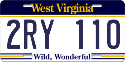 WV license plate 2RY110