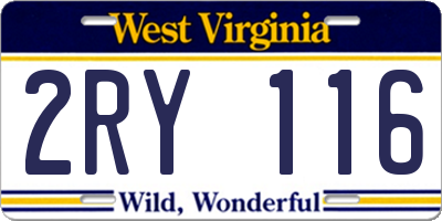 WV license plate 2RY116