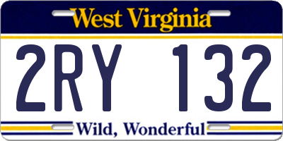 WV license plate 2RY132