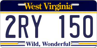 WV license plate 2RY150