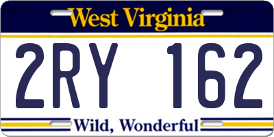 WV license plate 2RY162
