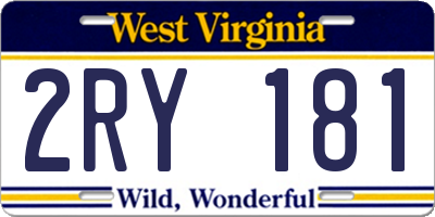 WV license plate 2RY181