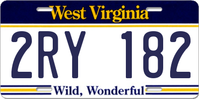 WV license plate 2RY182