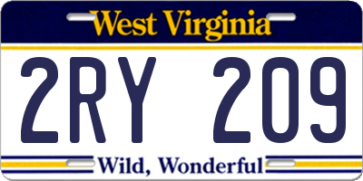 WV license plate 2RY209