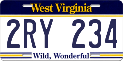 WV license plate 2RY234