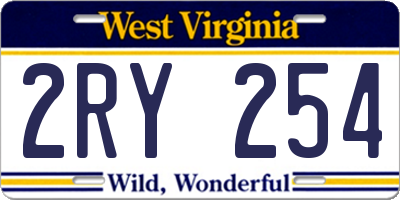 WV license plate 2RY254