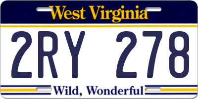 WV license plate 2RY278