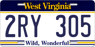 WV license plate 2RY305