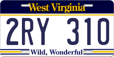WV license plate 2RY310