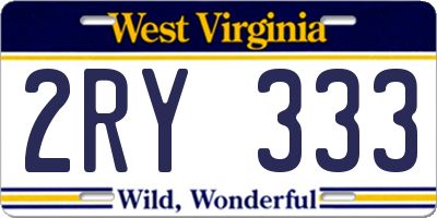 WV license plate 2RY333