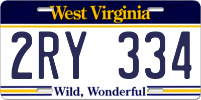 WV license plate 2RY334
