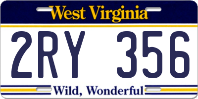 WV license plate 2RY356