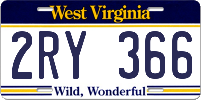 WV license plate 2RY366