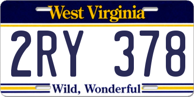 WV license plate 2RY378