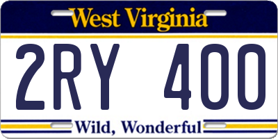 WV license plate 2RY400