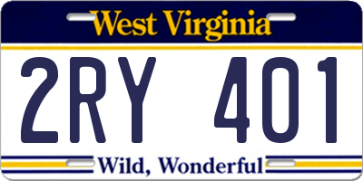WV license plate 2RY401