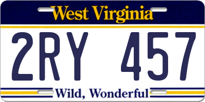 WV license plate 2RY457