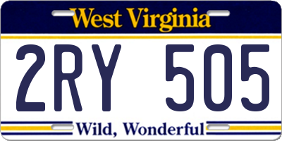 WV license plate 2RY505