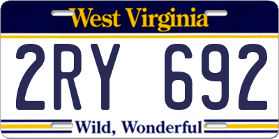 WV license plate 2RY692