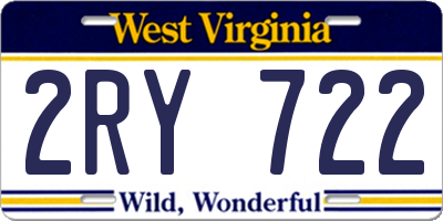 WV license plate 2RY722