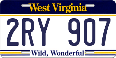 WV license plate 2RY907