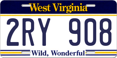 WV license plate 2RY908