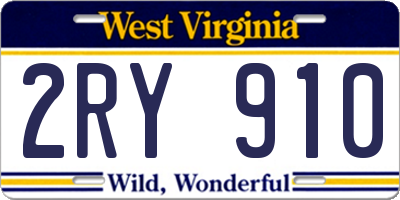 WV license plate 2RY910