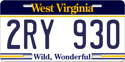 WV license plate 2RY930