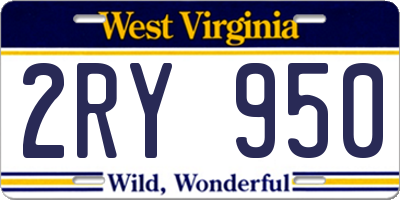 WV license plate 2RY950