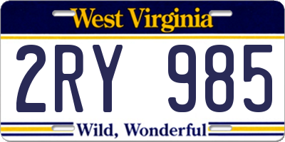 WV license plate 2RY985