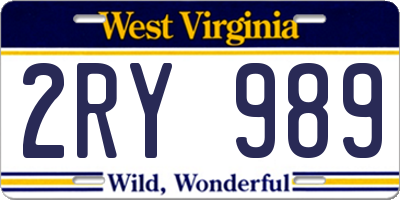 WV license plate 2RY989