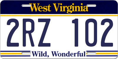 WV license plate 2RZ102