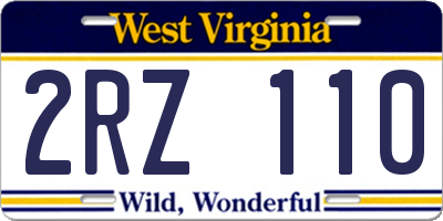 WV license plate 2RZ110