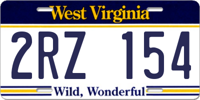 WV license plate 2RZ154