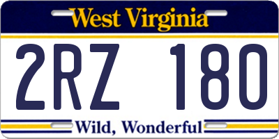 WV license plate 2RZ180