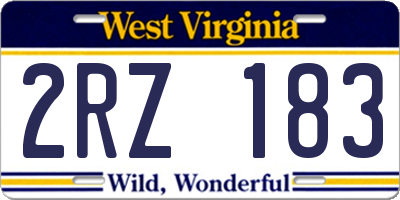 WV license plate 2RZ183