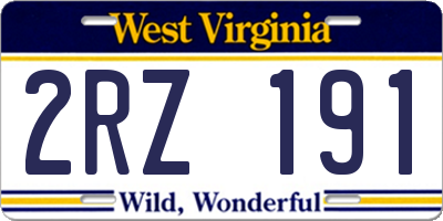 WV license plate 2RZ191