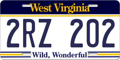 WV license plate 2RZ202