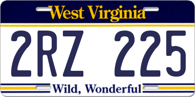 WV license plate 2RZ225