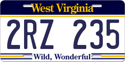 WV license plate 2RZ235