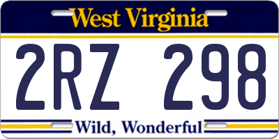 WV license plate 2RZ298