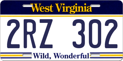 WV license plate 2RZ302