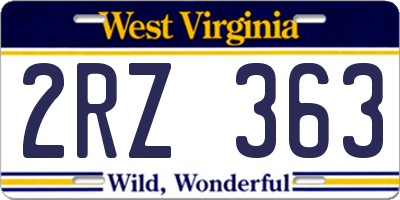 WV license plate 2RZ363