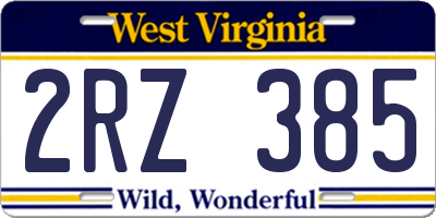 WV license plate 2RZ385