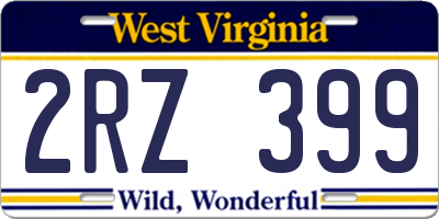 WV license plate 2RZ399