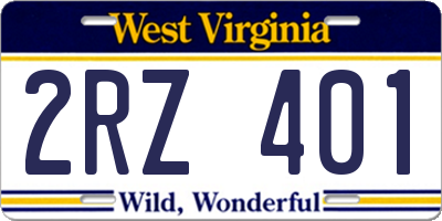 WV license plate 2RZ401