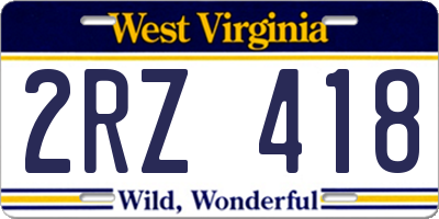 WV license plate 2RZ418