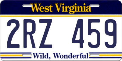 WV license plate 2RZ459