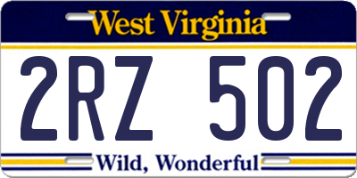 WV license plate 2RZ502