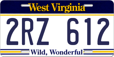 WV license plate 2RZ612